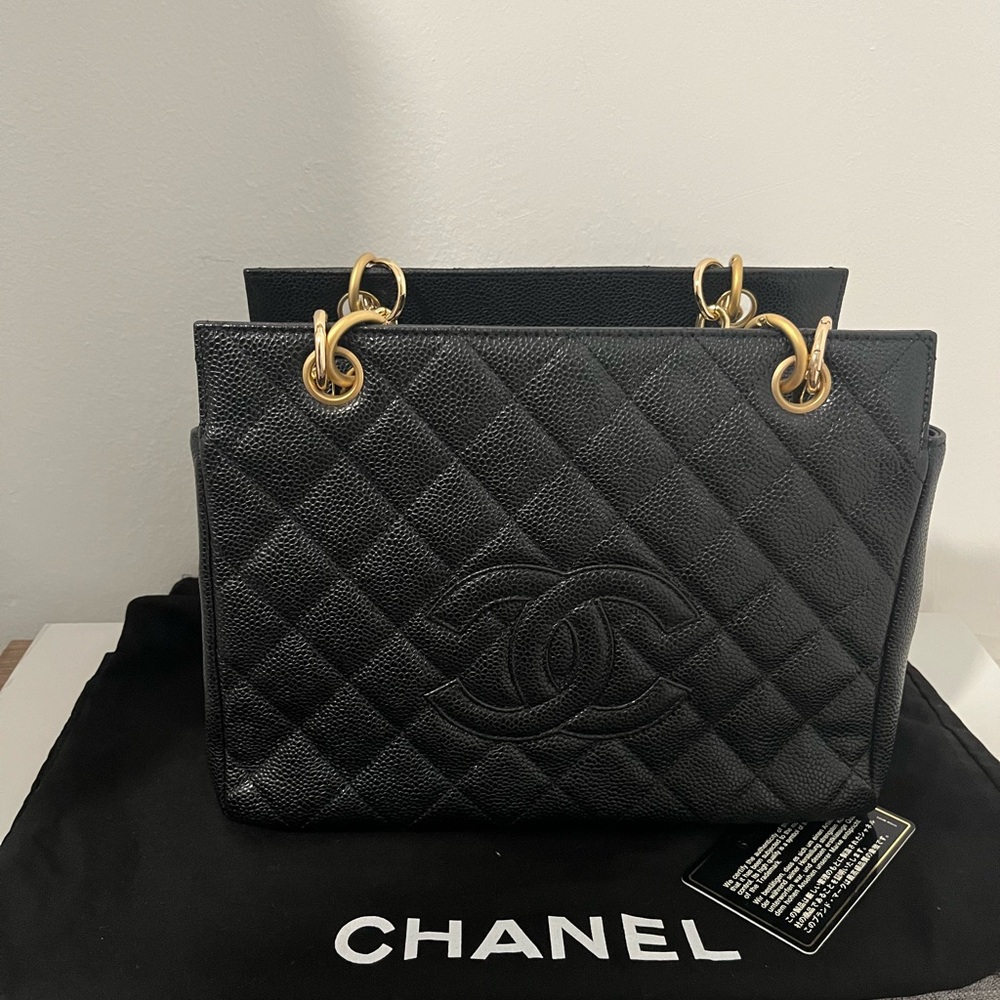 Sold CHANEL Black Quilted Petite Timeless Tote with gold hardware - Picture 1 of 7